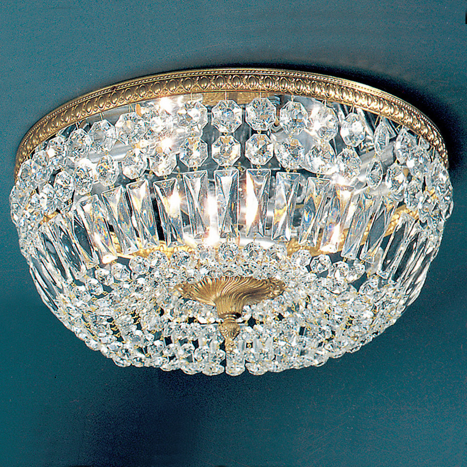 Classic Lighting 52518 OWB I Crystal Baskets Flush Ceiling Mount in Olde World Bronze with Italian Crystal