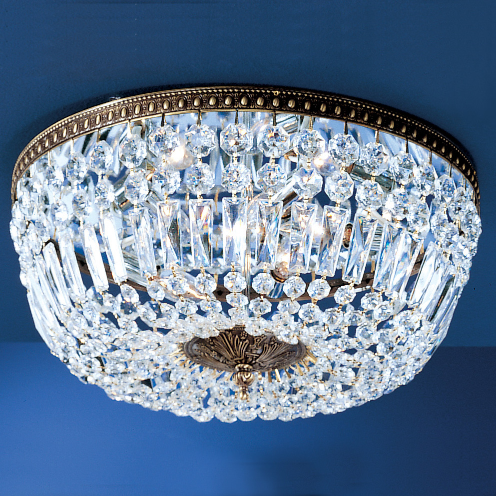 Classic Lighting 52518 RB I Crystal Baskets Flush Ceiling Mount in Roman Bronze with Italian Crystal