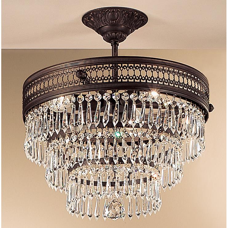 Classic Lighting 55513 MB C Renaissance Semi-Flush Ceiling Mount in Matte Bronze with Crystalique