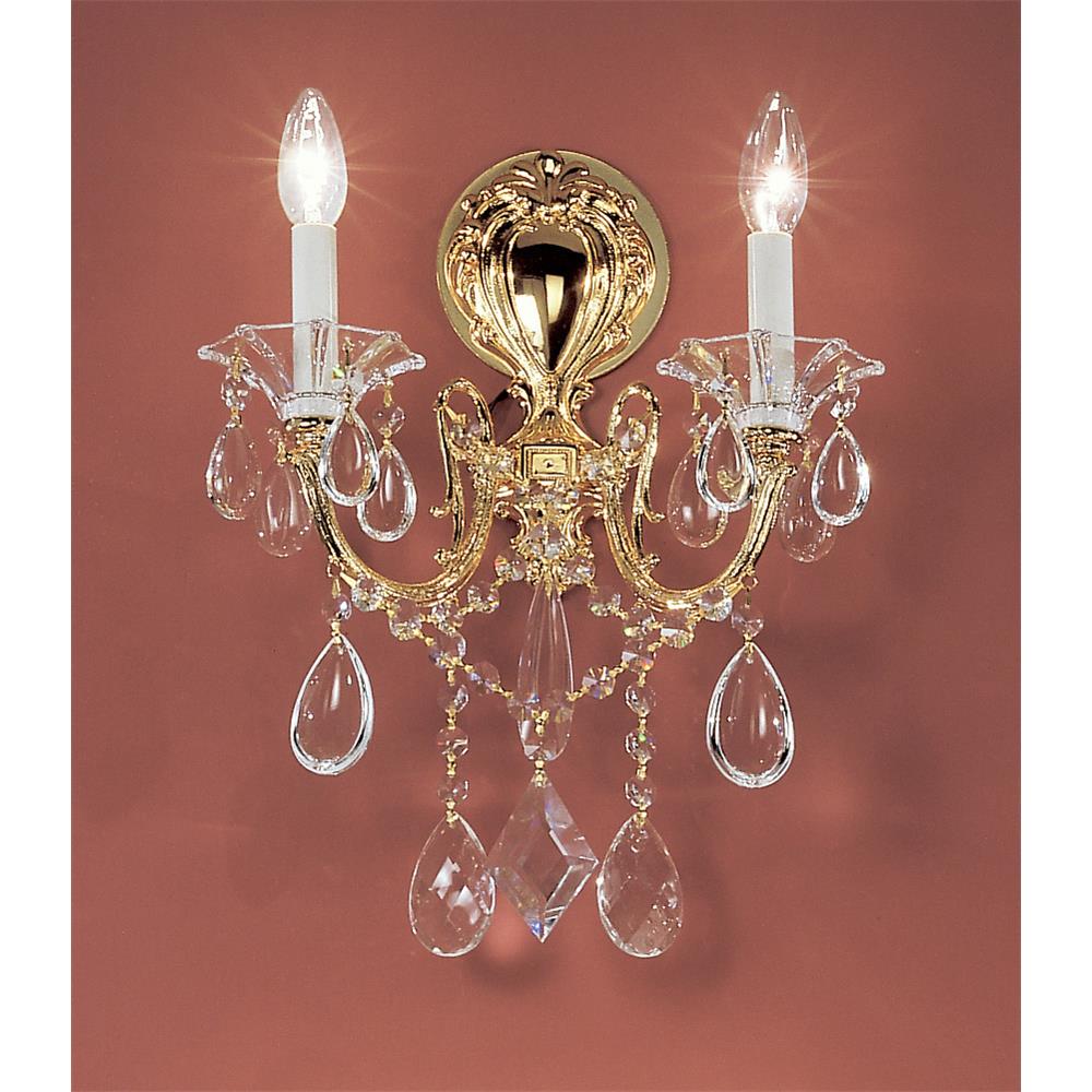 Classic Lighting 57002 G C Via Venteo Wall Sconce in 24k Gold Plated with Crystalique