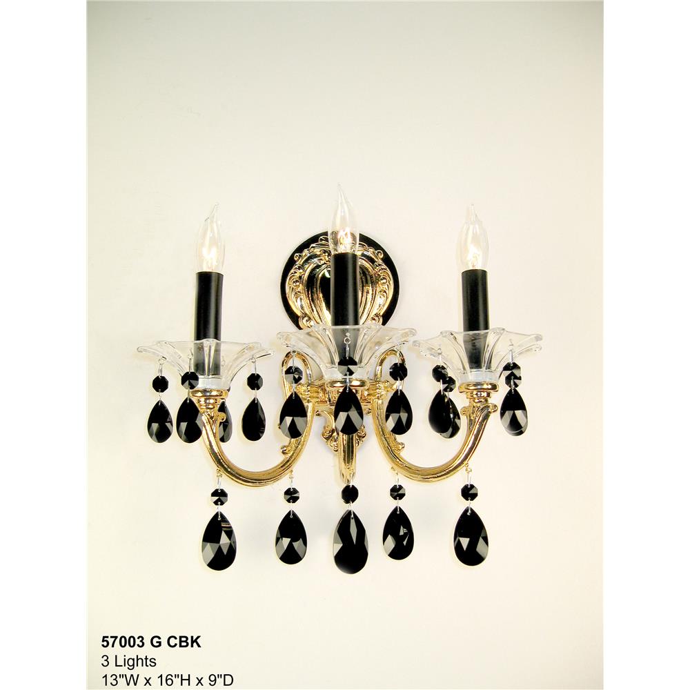 Classic Lighting 57003 G CGT Via Venteo Wall Sconce in 24k Gold Plated with Crystalique Golden Teak