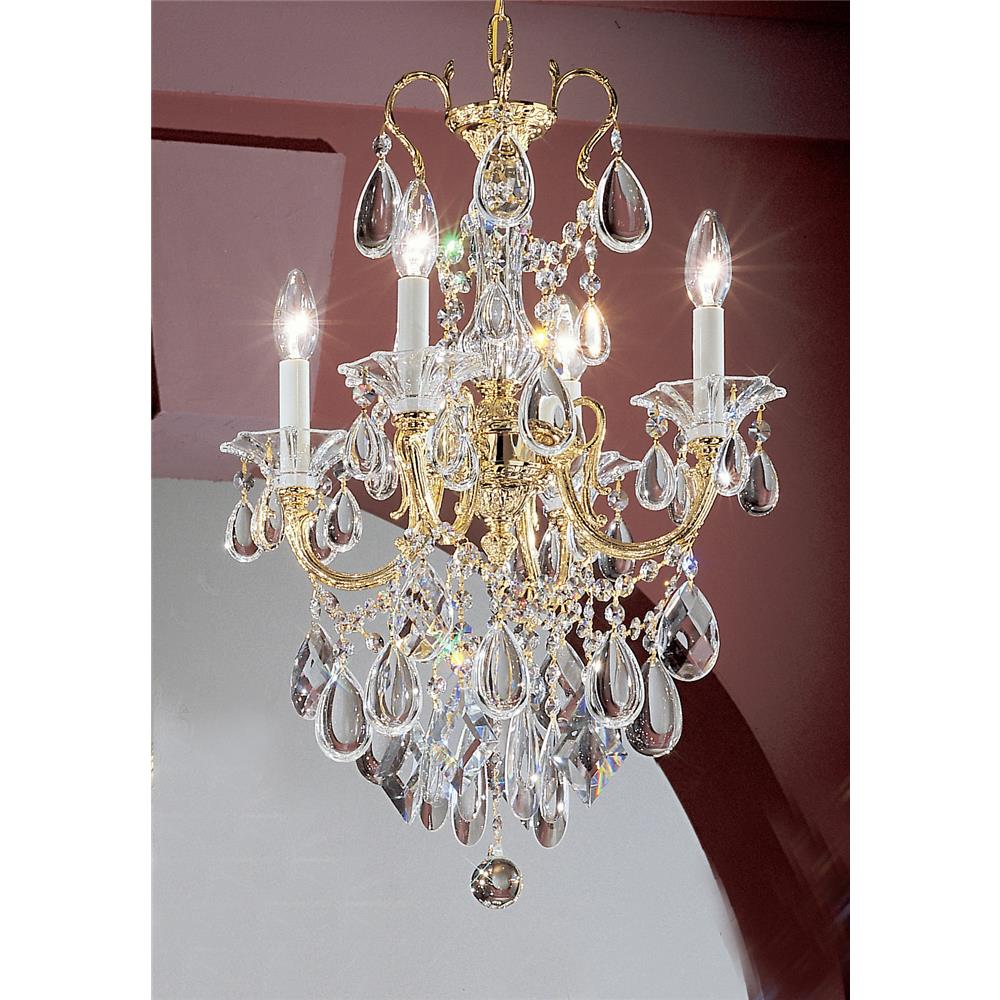 Classic Lighting 57004 G CGT Via Venteo Mini Chandelier in 24k Gold Plated with Crystalique Golden Teak
