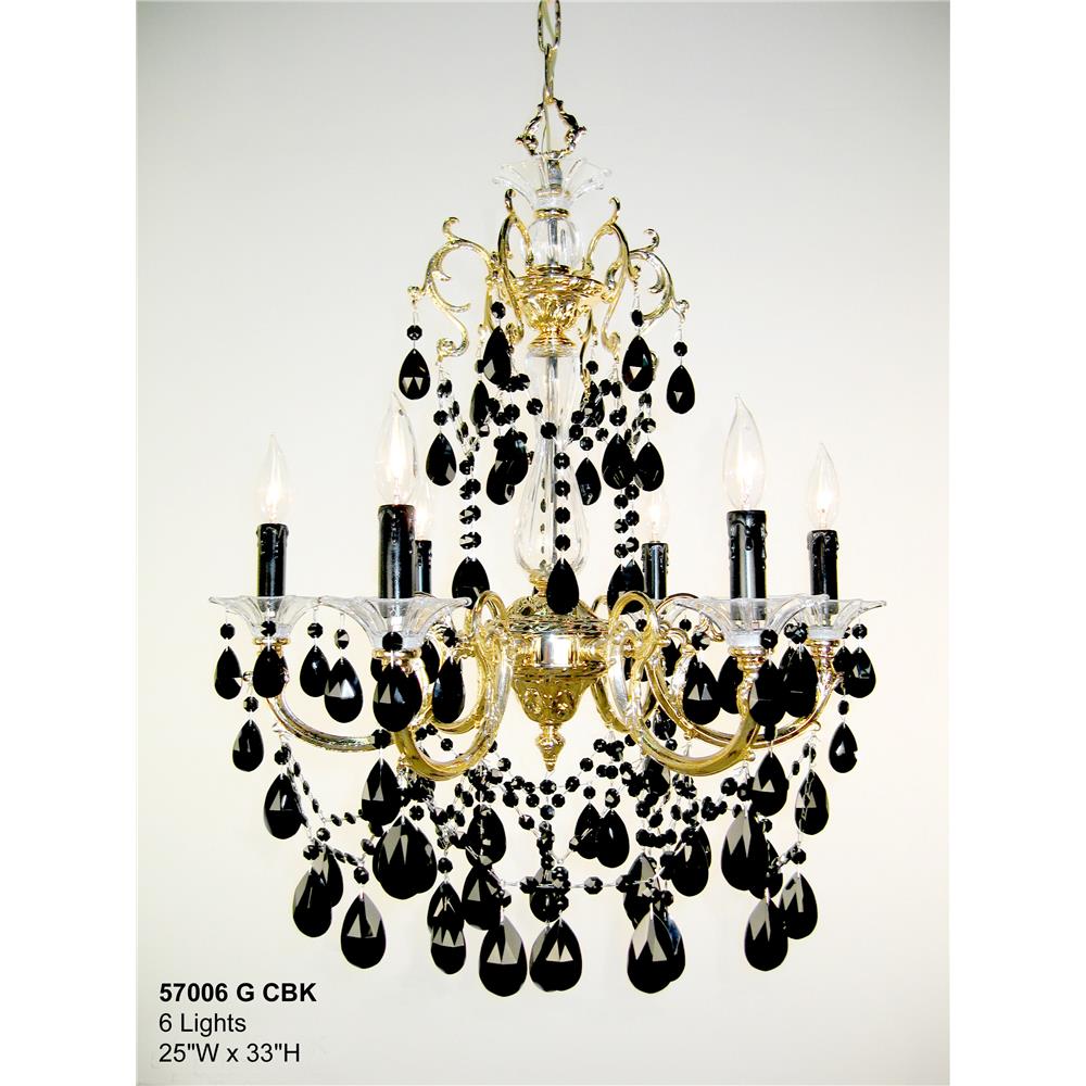 Classic Lighting 57006 G CBK Via Venteo Chandelier in 24k Gold Plated with Crystalique Black