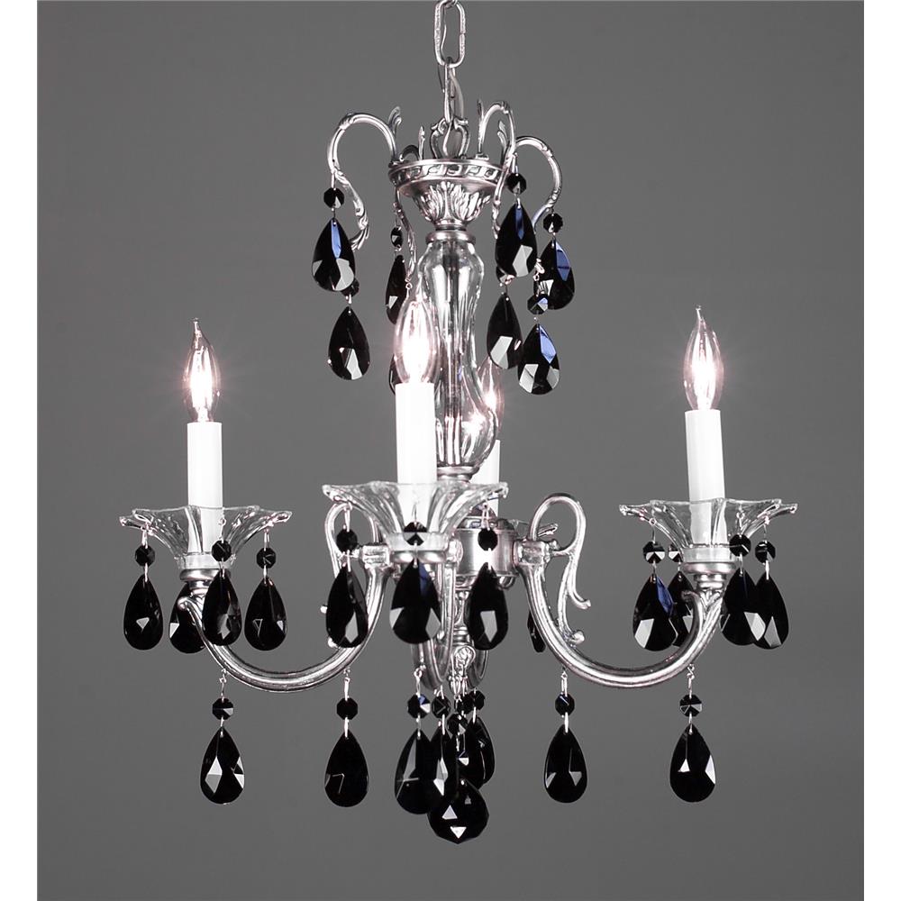 Classic Lighting 57054 SS CBK Via Lombardi Mini Chandelier in Silverstone with Crystalique Black