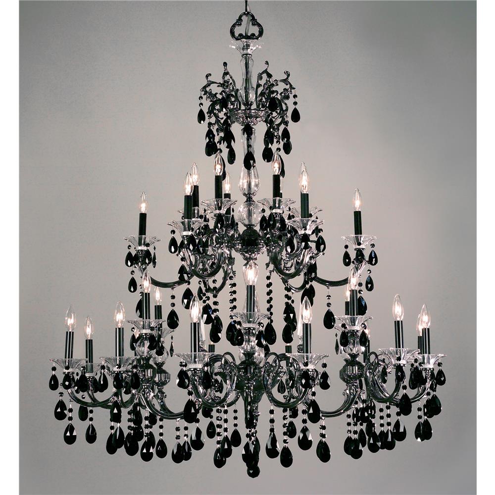 Classic Lighting 57060 EP CBK Via Lombardi Chandelier in Ebony Pearl with Crystalique Black
