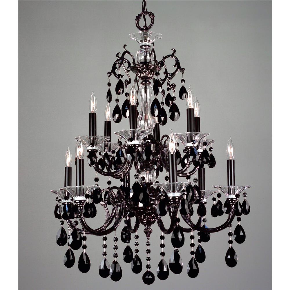 Classic Lighting 57062 EP CBK Via Lombardi Chandelier in Ebony Pearl with Crystalique Black
