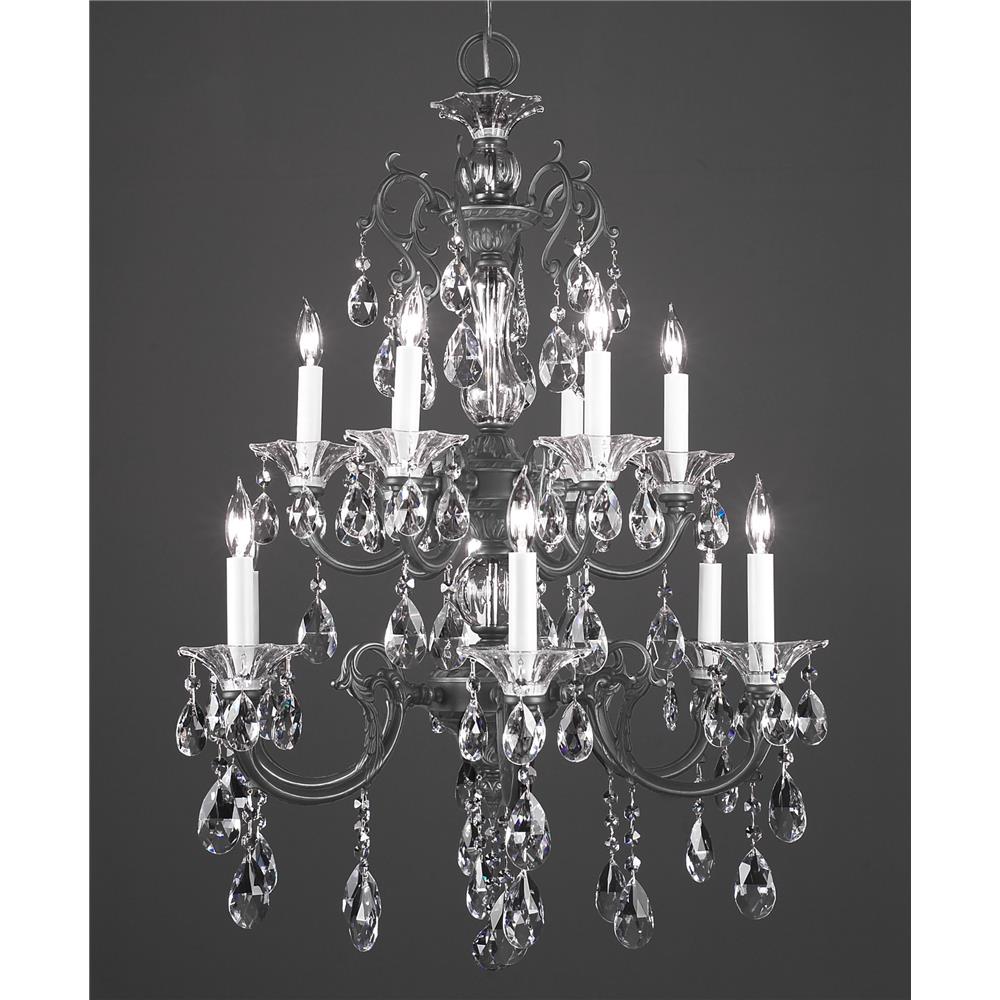 Classic Lighting 57062 SS CBK Via Lombardi Chandelier in Silverstone with Crystalique Black