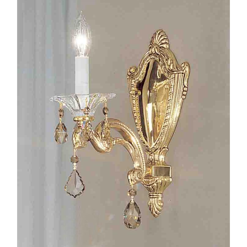 Classic Lighting 57101 BBK CGT Via Firenze Wall Sconce in Bronze with Black Patina with Crystalique Golden Teak