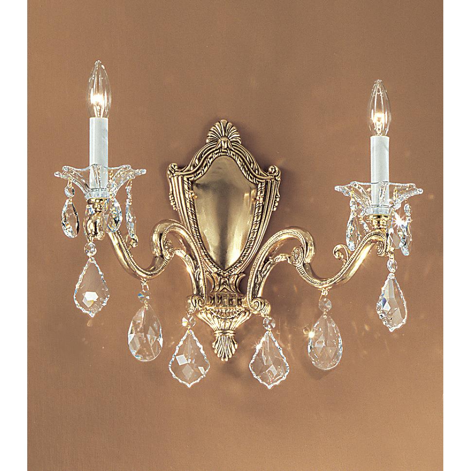 Classic Lighting 57102 BBK C Via Firenze Wall Sconce in Bronze with Black Patina with Crystalique