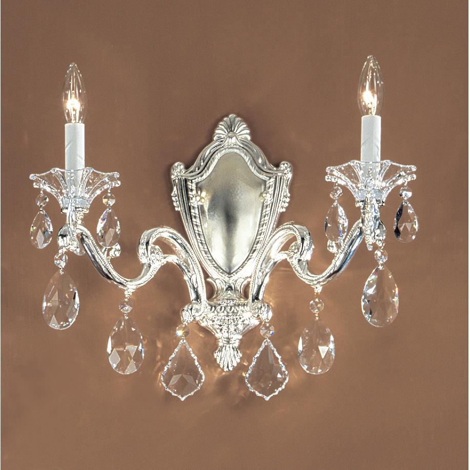 Classic Lighting 57102 SP C Via Firenze Wall Sconce in Silver Plate with Crystalique