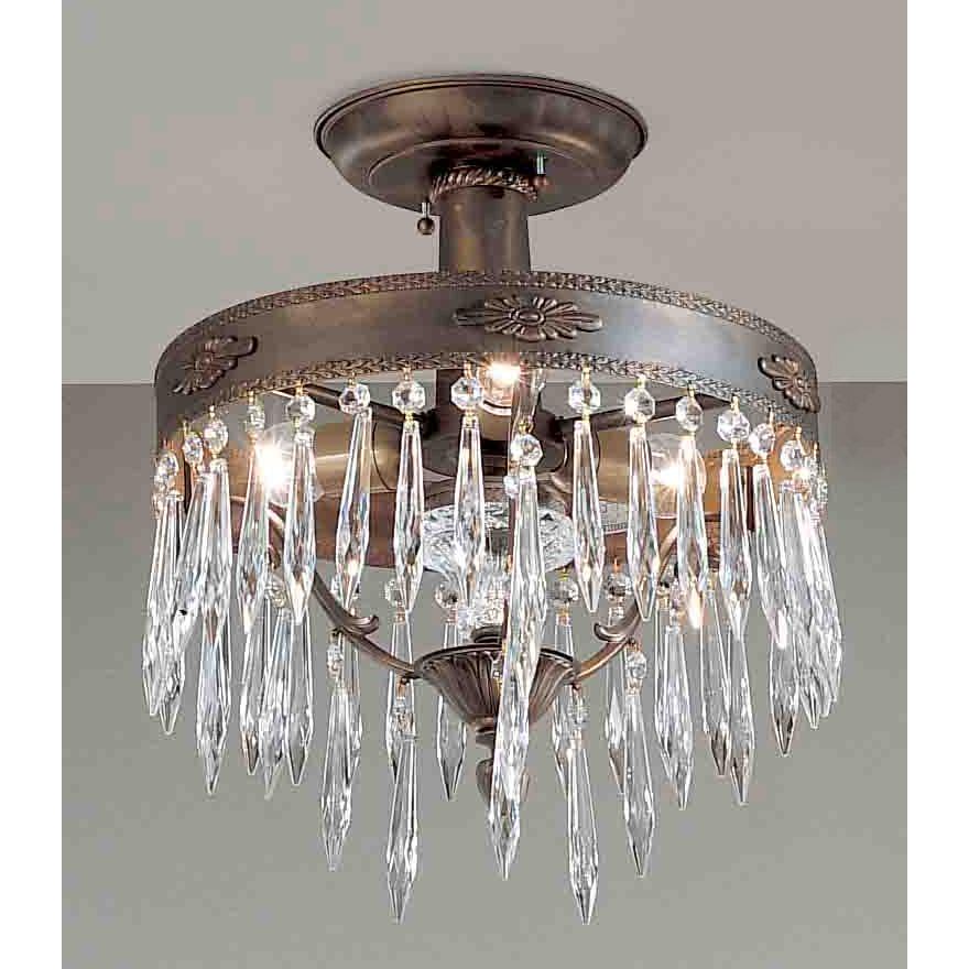 Classic Lighting 57313 BBK I Duchess Semi-Flush Ceiling Mount in Bronze with Black Patina with Italian Crystal