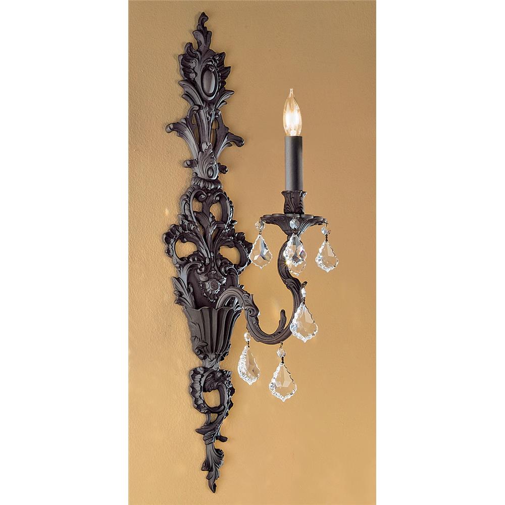 Classic Lighting 57341 AGP CBK Majestic Wall Sconce in Aged Pewter with Crystalique Black