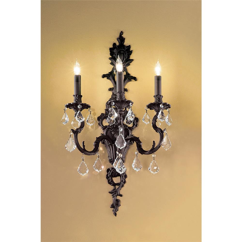 Classic Lighting 57343 FG CBK Majestic Wall Sconce in French Gold with Crystalique Black