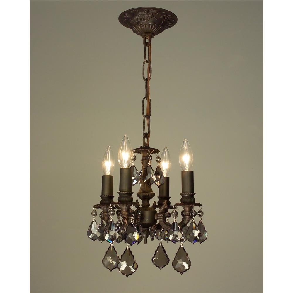 Classic Lighting 57344 AGB CBK Majestic Mini Chandelier in Aged Bronze with Crystalique Black