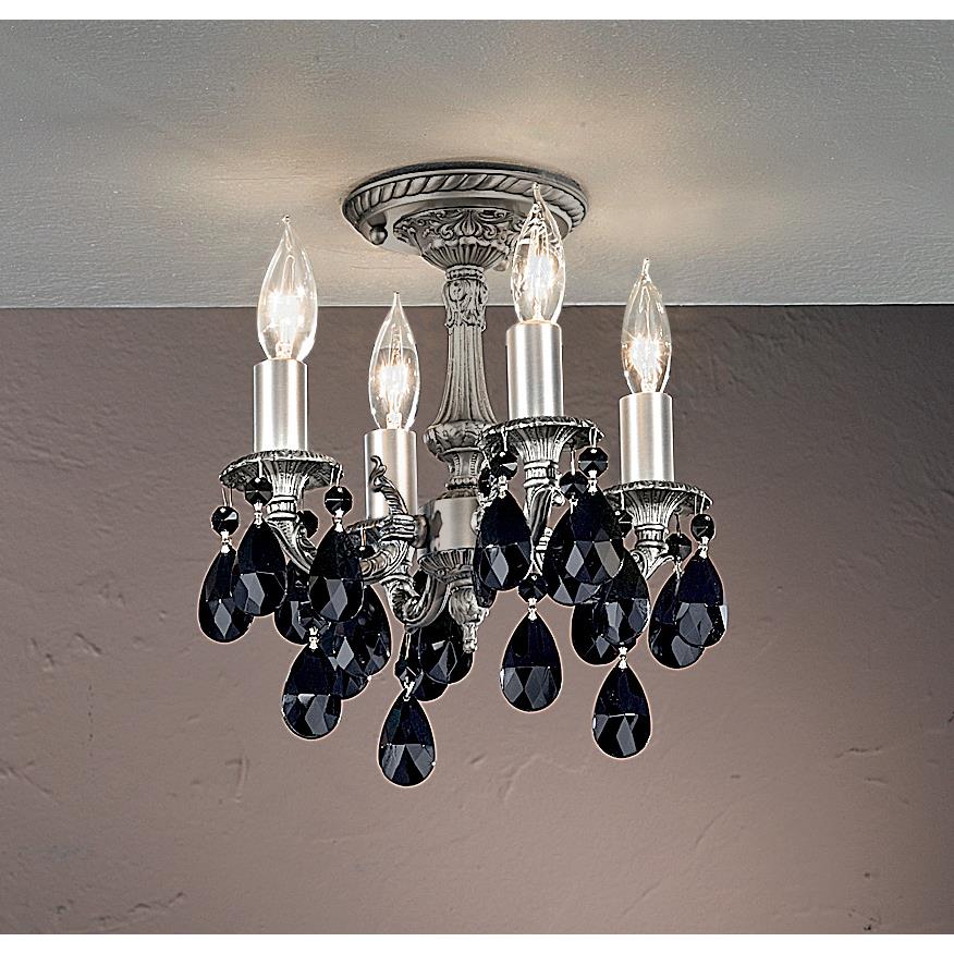 Classic Lighting 57345 AGP CBK Majestic Semi-Flush Ceiling Mount in Aged Pewter with Crystalique Black