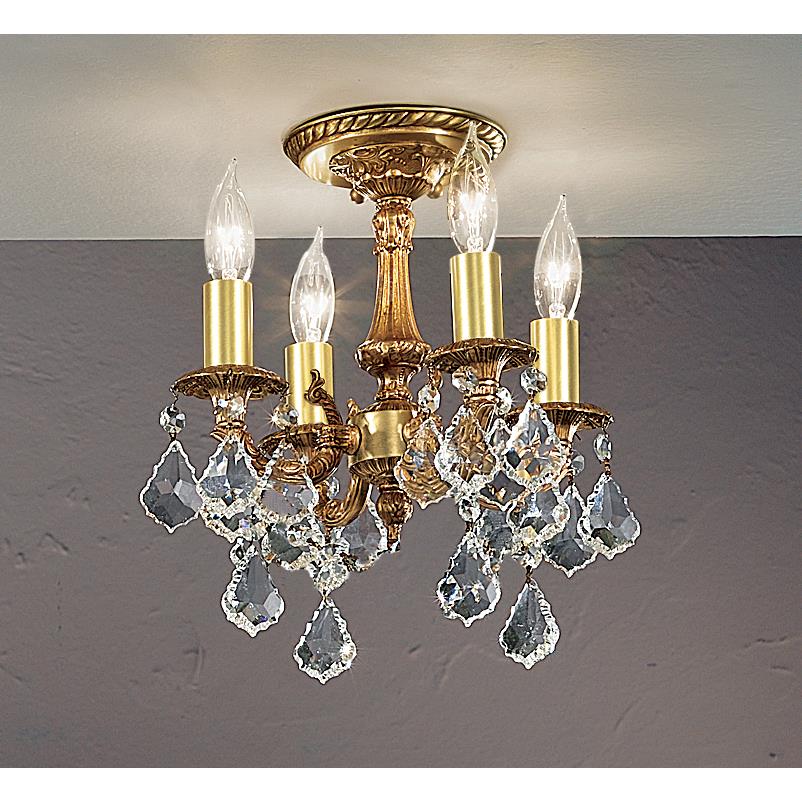 Classic Lighting 57345 FG CBK Majestic Semi-Flush Ceiling Mount in French Gold with Crystalique Black