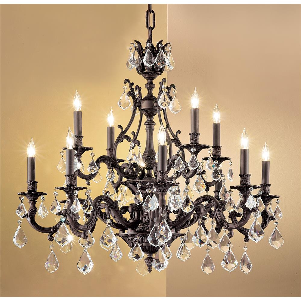 Classic Lighting 57349 AGP CBK Majestic Chandelier in Aged Pewter with Crystalique Black