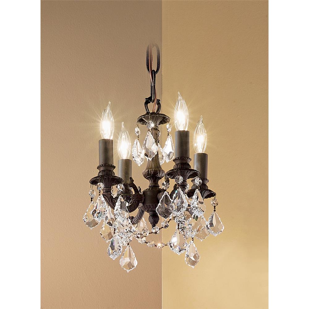 Classic Lighting 57354 AGP CGT Majestic Imperial Mini Chandelier in Aged Pewter with Crystalique Golden Teak