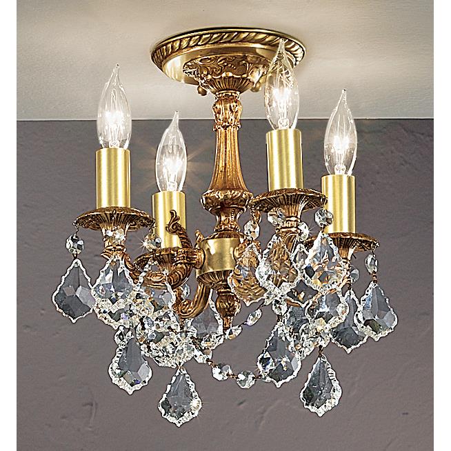 Classic Lighting 57355 FG CBK Majestic Imperial Semi-Flush Ceiling Mount in French Gold with Crystalique Black