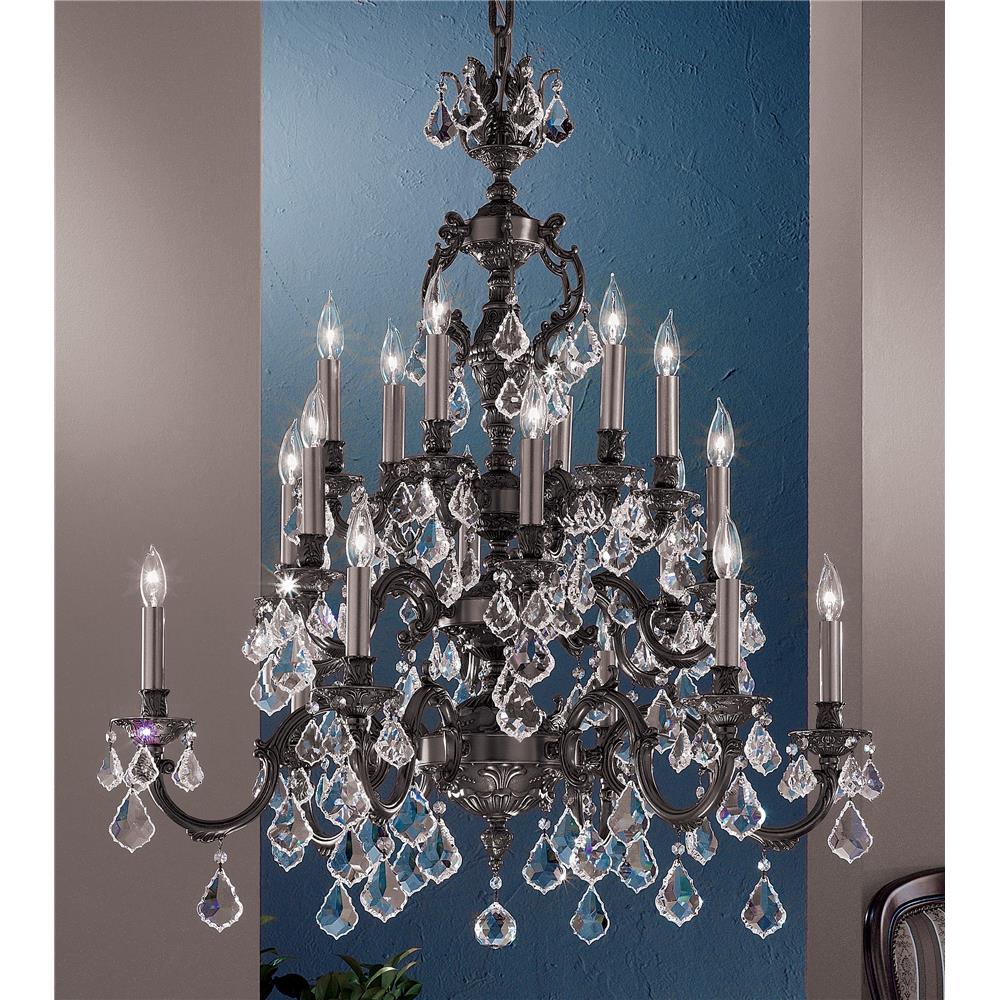 Classic Lighting 57370 AGB CBK Chateau Chandelier in Aged Bronze with Crystalique Black