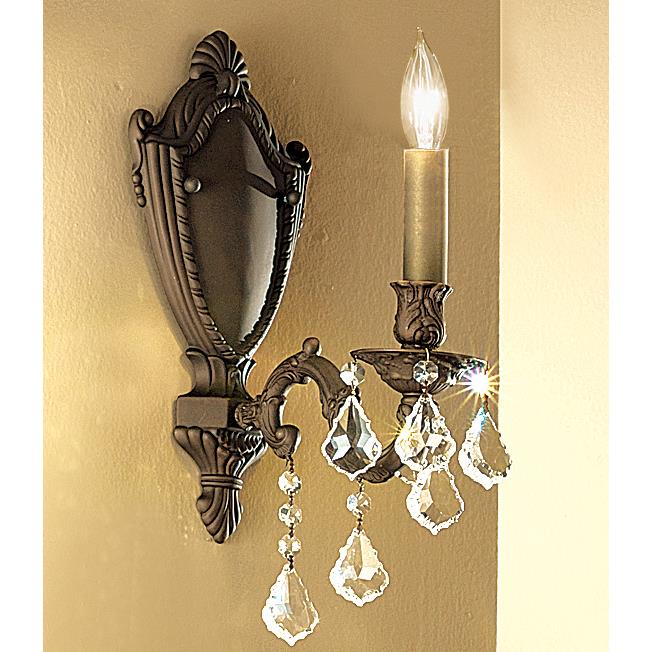 Classic Lighting 57371 AGB CBK Chateau Wall Sconce in Aged Bronze with Crystalique Black