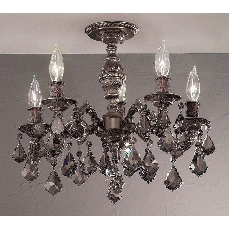 Classic Lighting 57374 AGP CBK Chateau Semi-Flush Ceiling Mount in Aged Pewter with Crystalique Black