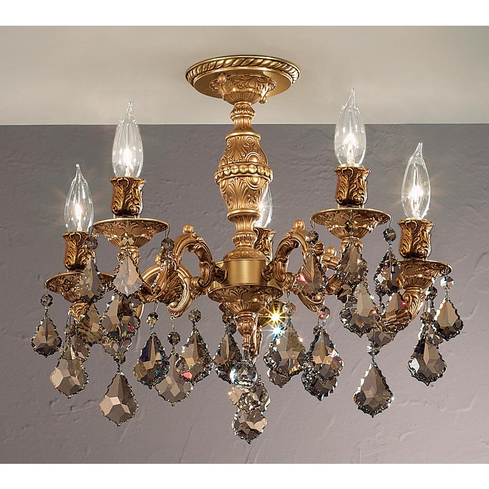 Classic Lighting 57374 FG CGT Chateau Semi-Flush Ceiling Mount in French Gold with Crystalique Golden Teak