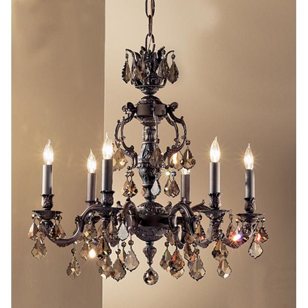 Classic Lighting 57376 AGP CBK Chateau Chandelier in Aged Pewter with Crystalique Black