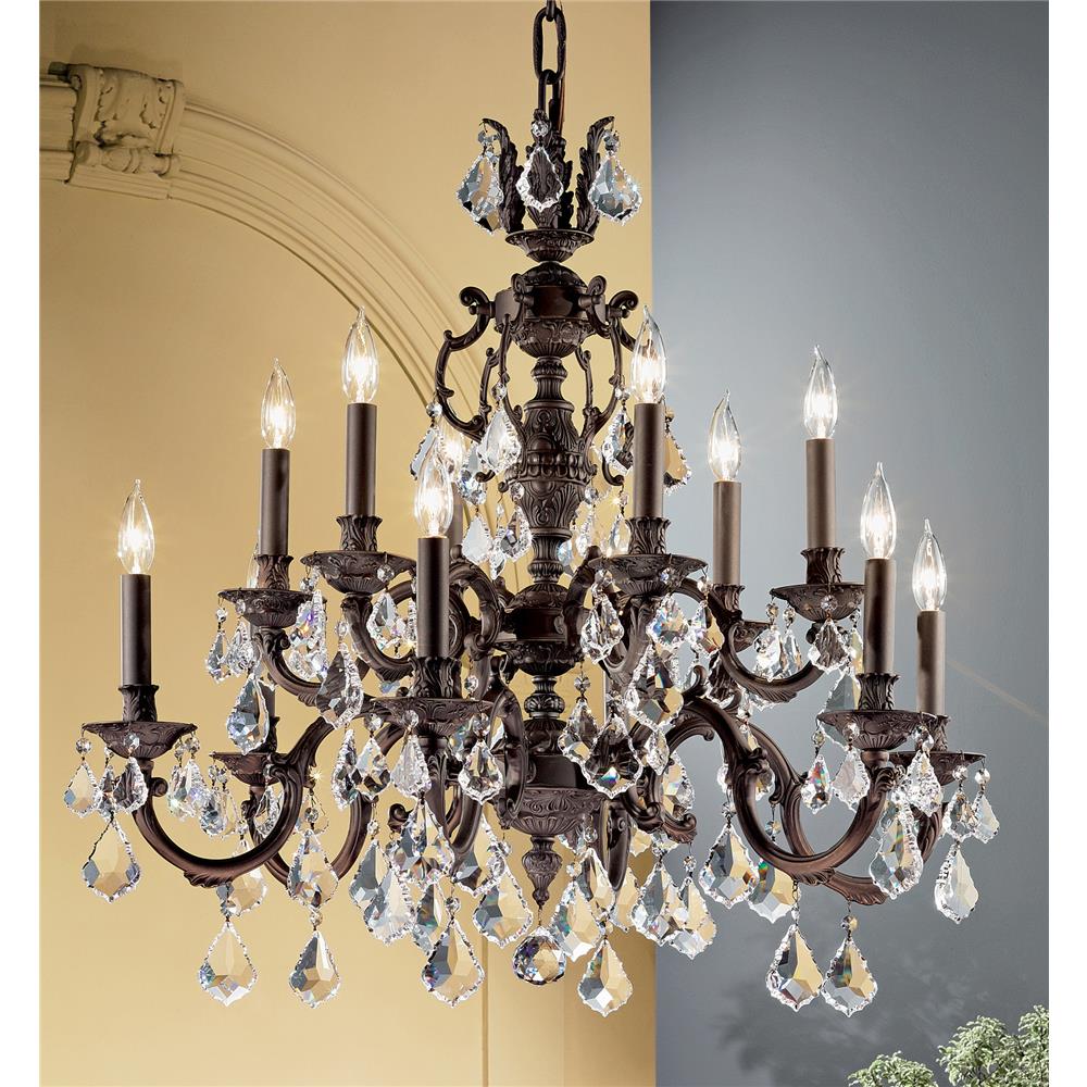 Classic Lighting 57377 AGP CGT Chateau Chandelier in Aged Pewter with Crystalique Golden Teak