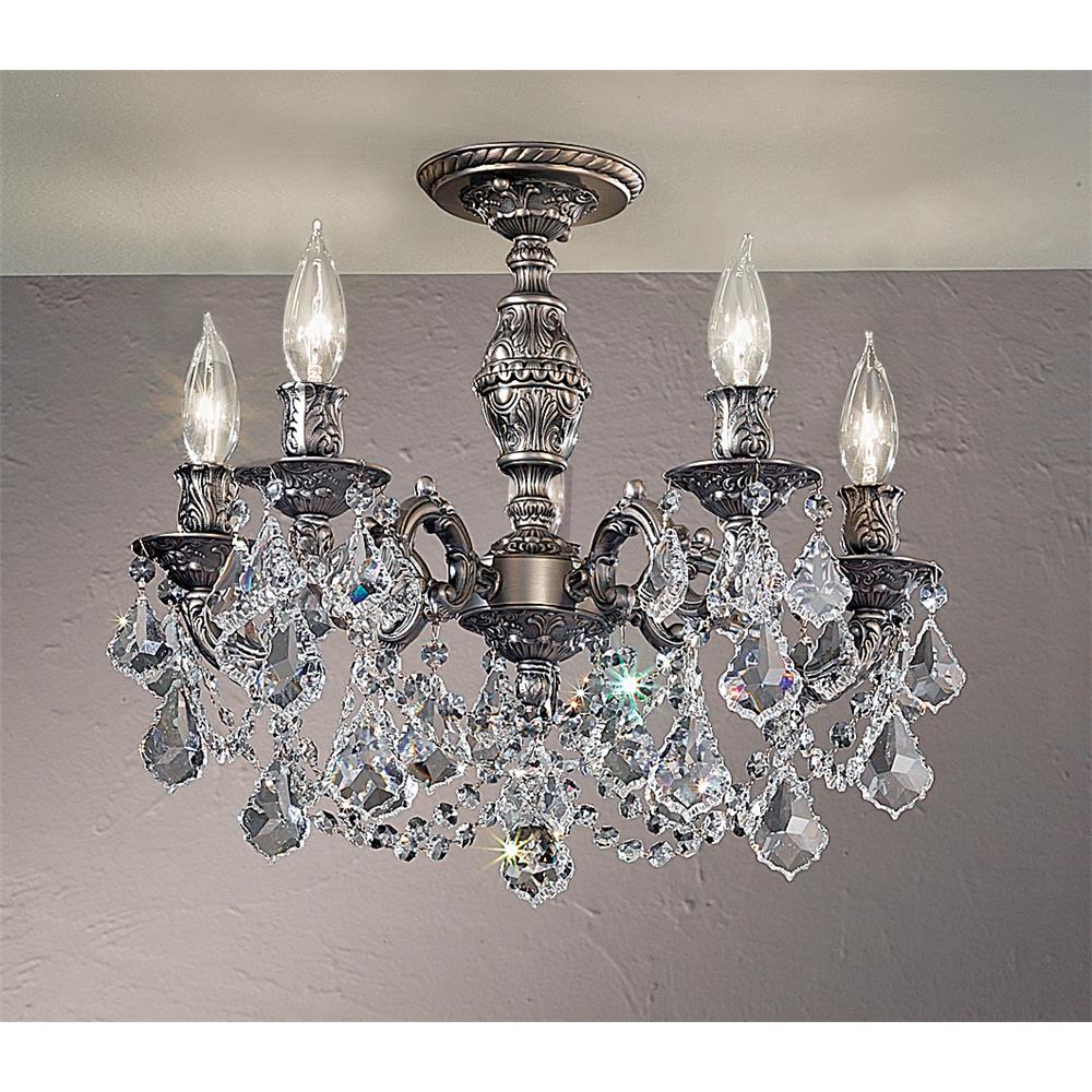 Classic Lighting 57384 AGP CBK Chateau Imperial Semi-Flush Ceiling Mount in Aged Pewter with Crystalique Black