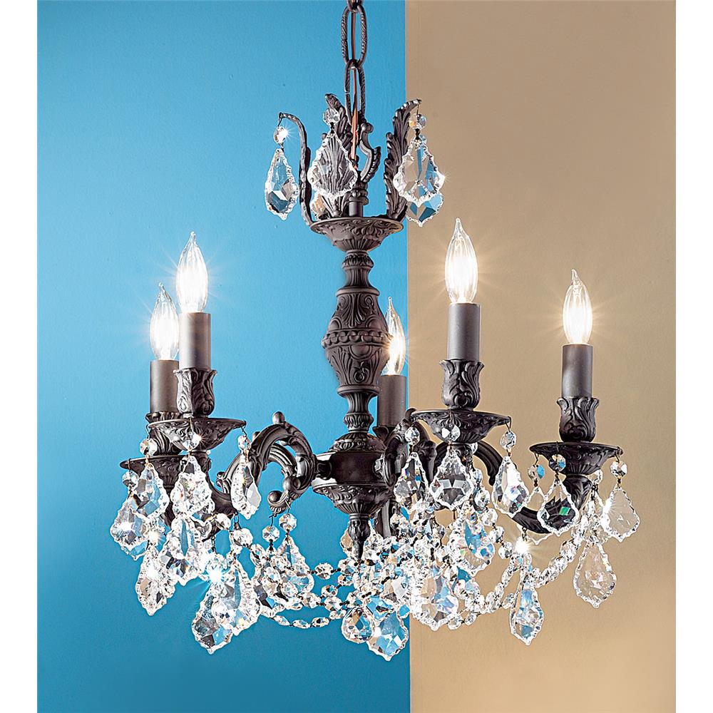 Classic Lighting 57385 AGP CBK Chateau Imperial Chandelier in Aged Pewter with Crystalique Black