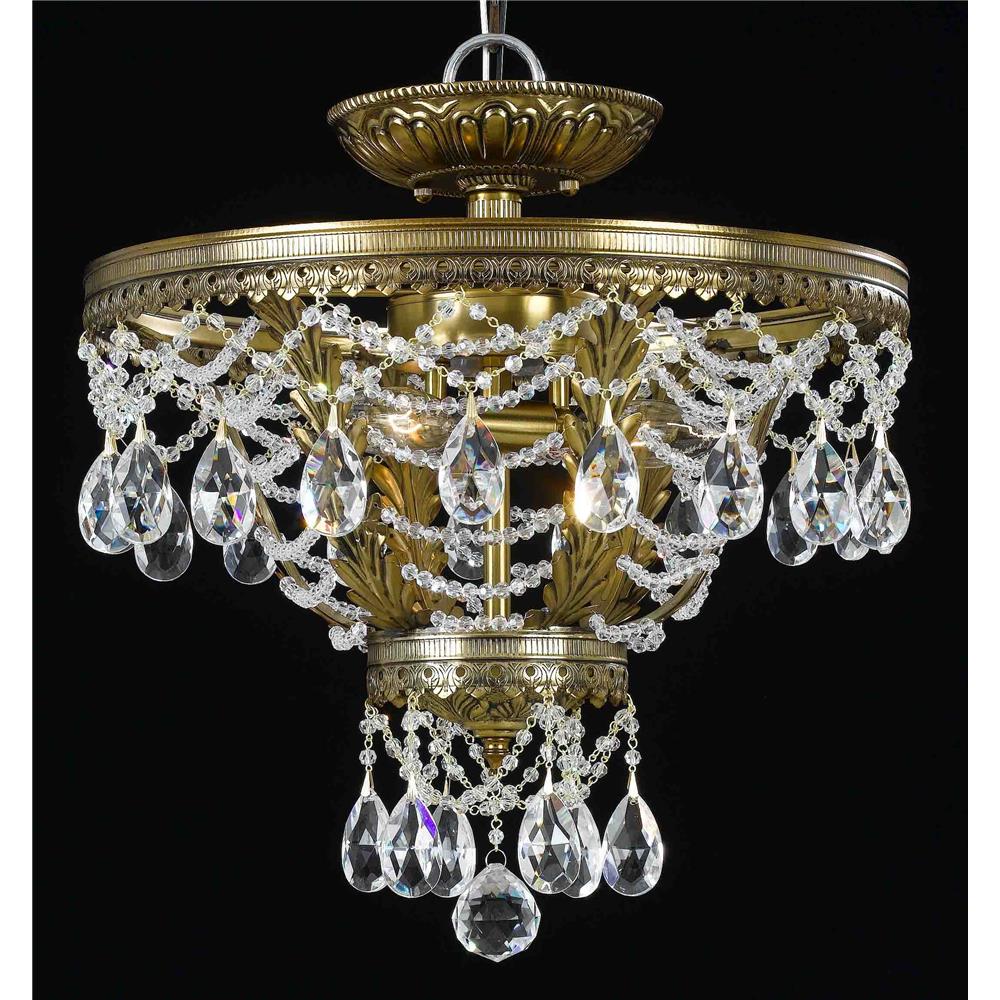 Classic Lighting 68910 RNB CP Contessa Semi-Flush Ceiling Mount in Renovation Brass with Crystalique-Plus