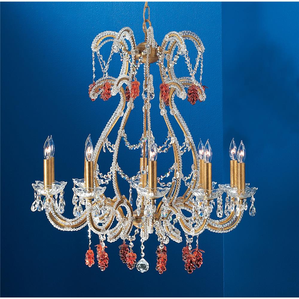 Classic Lighting 69720 OG PAM Aurora Chandelier in Olde Gold with Prisms Amber