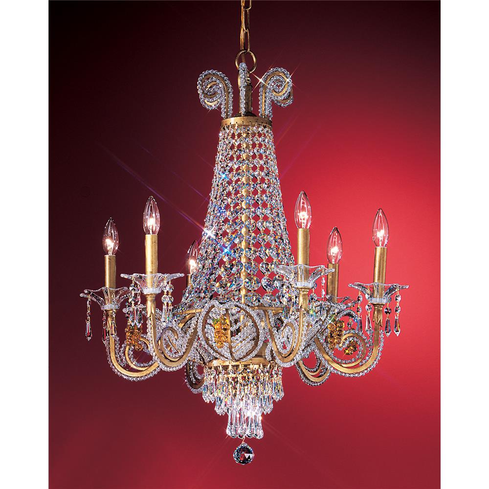 Classic Lighting 69756 OG DCL Beaded Leaf Chandelier in Olde Gold with Crystalique-Plus