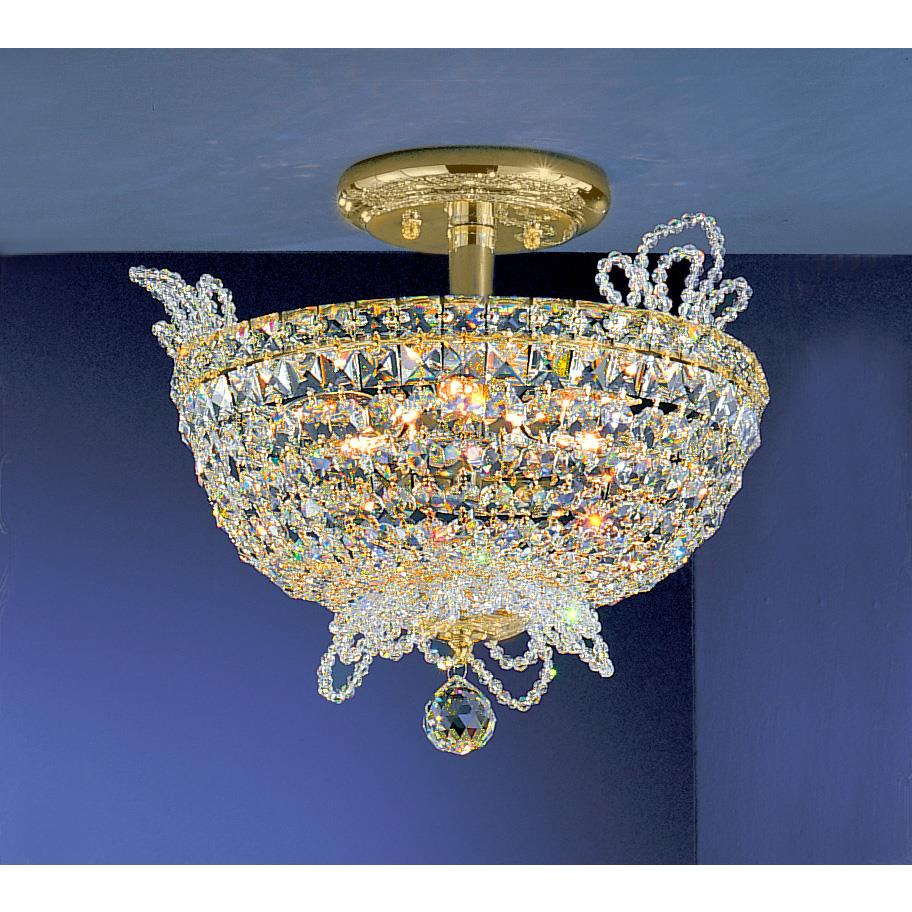 Classic Lighting 69781 GP CP Crown Jewels Semi-Flush Ceiling Mount in Gold Plated with Crystalique-Plus