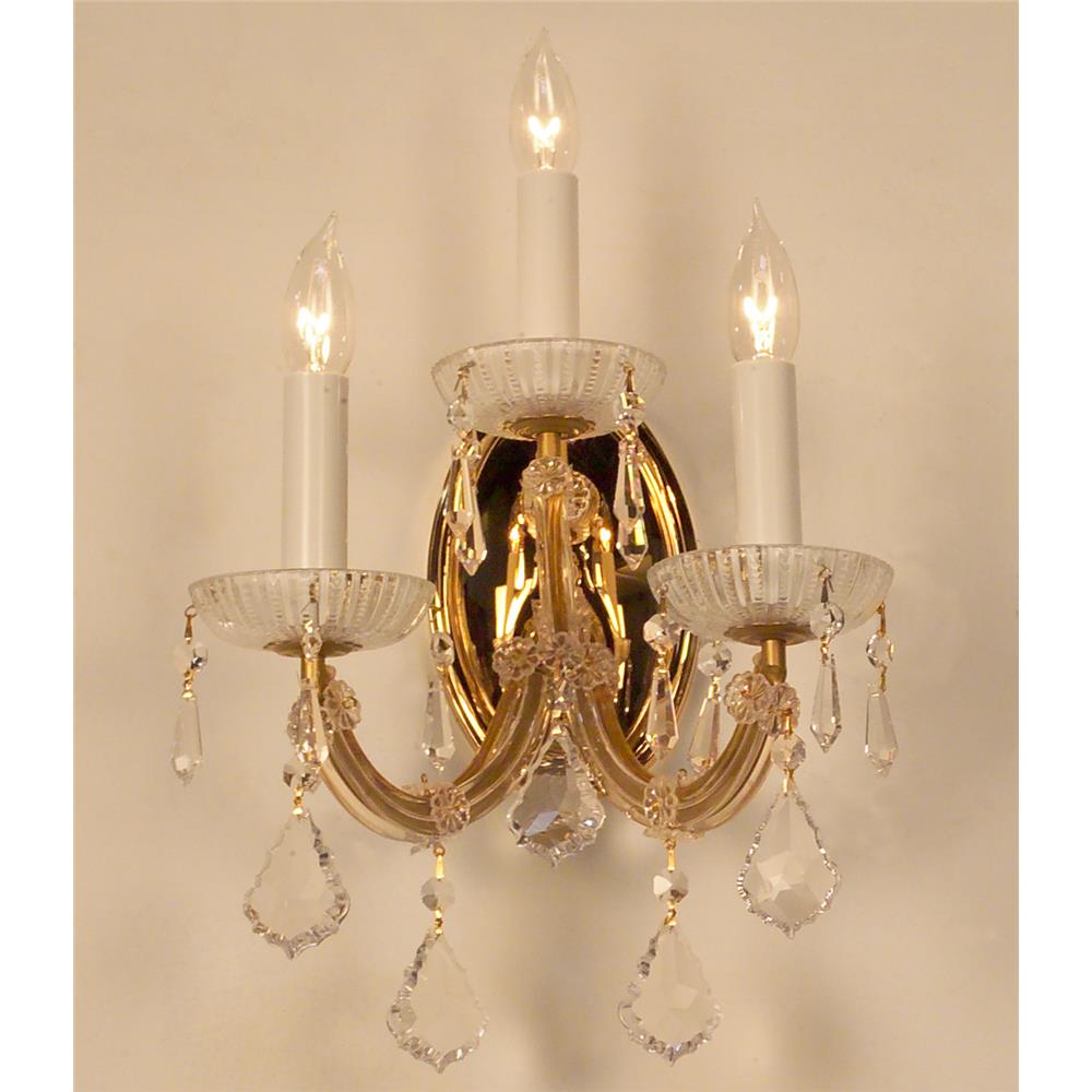 Classic Lighting 8103 OWG C Maria Theresa Wall Sconce in Olde World Gold with Crystalique