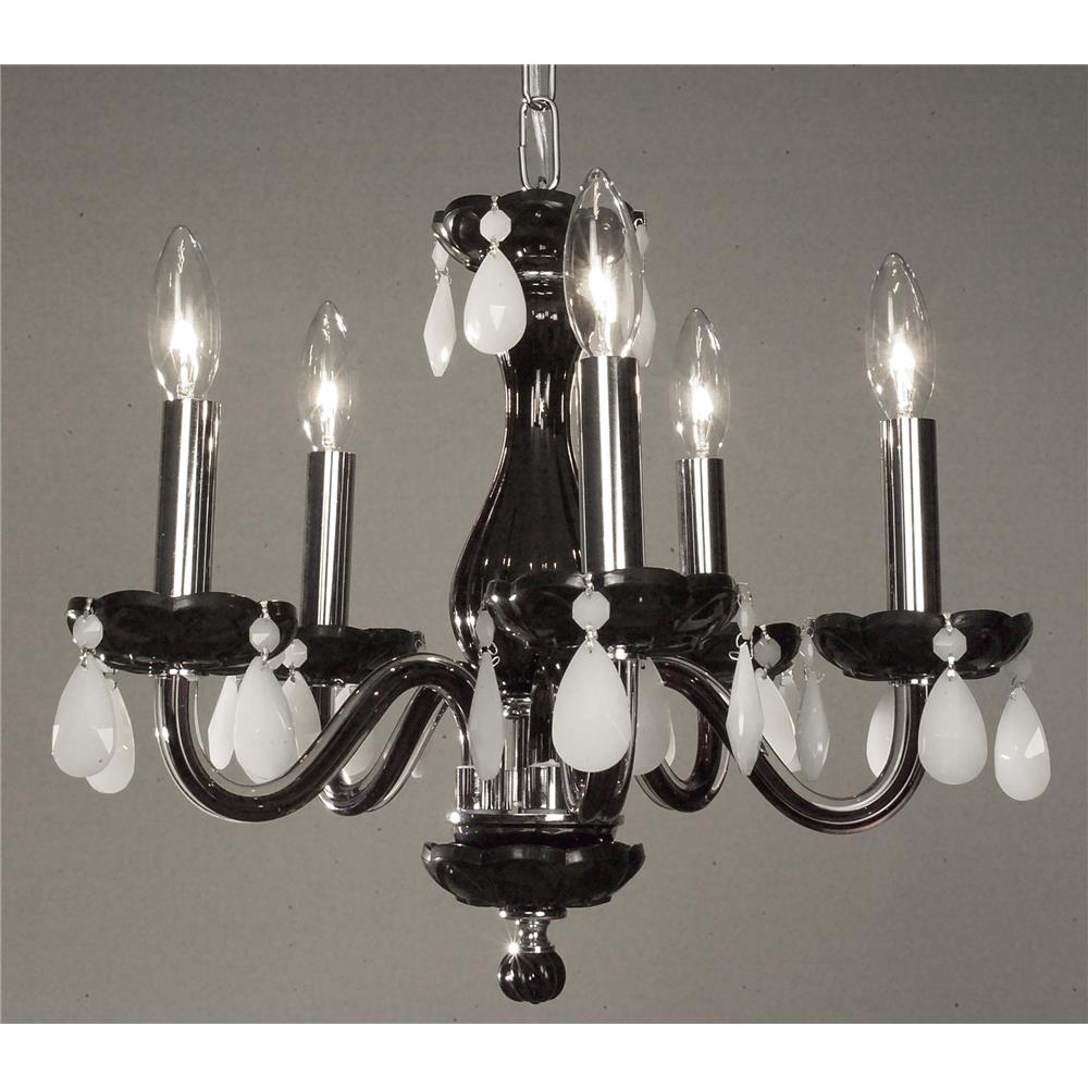 Classic Lighting 82045 BLK WH Monaco Chandelier in Black with Crystalique White