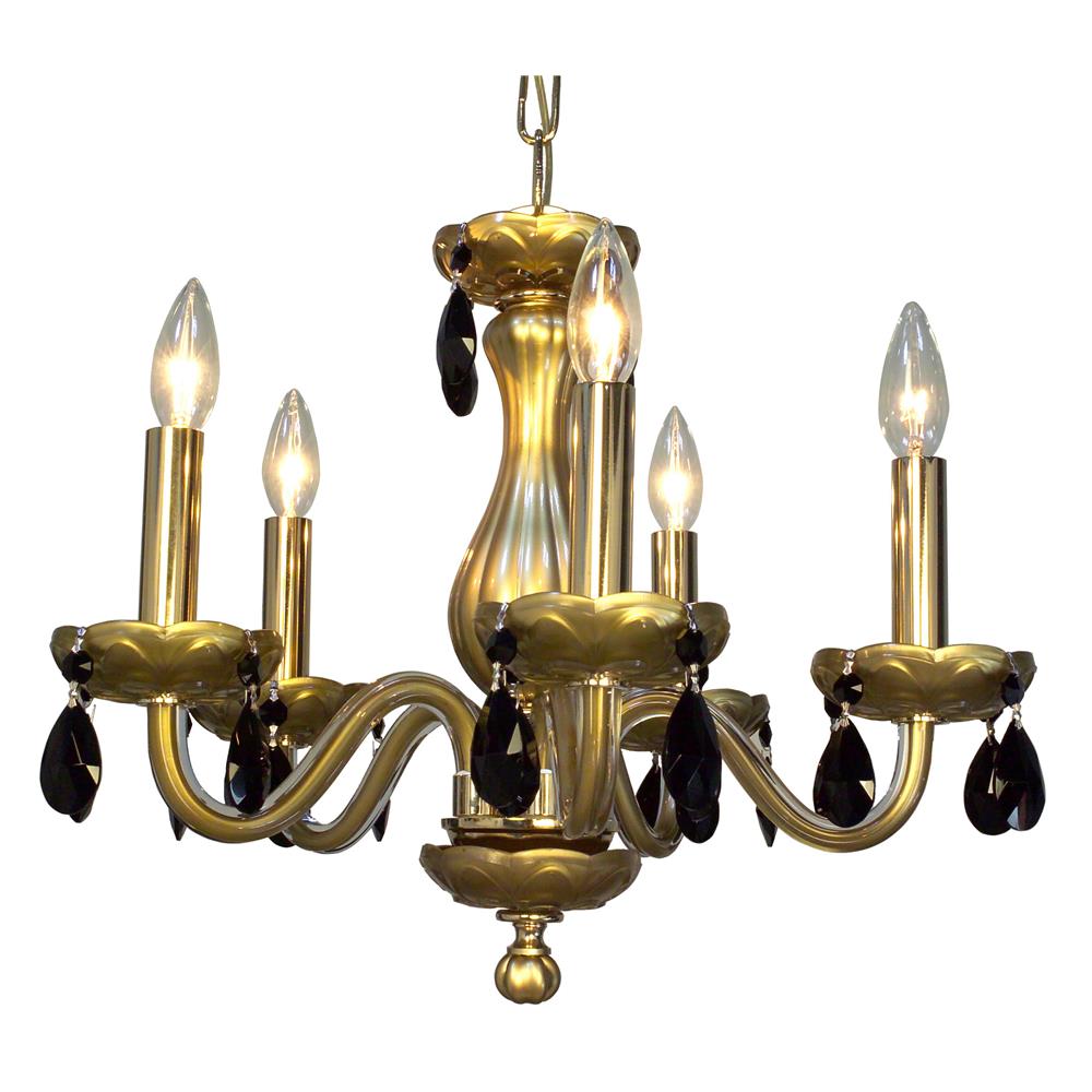 Classic Lighting 82045 GLD BK Monaco Chandelier in Gold Painted with Black French Pendalogs
