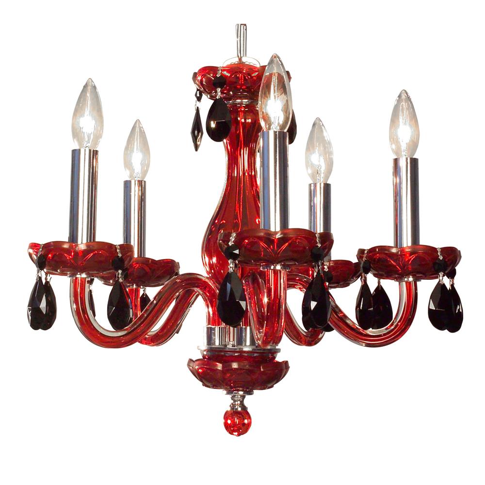 Classic Lighting 82045 RED BK Monaco Chandelier in Red with Black French Pendalogs