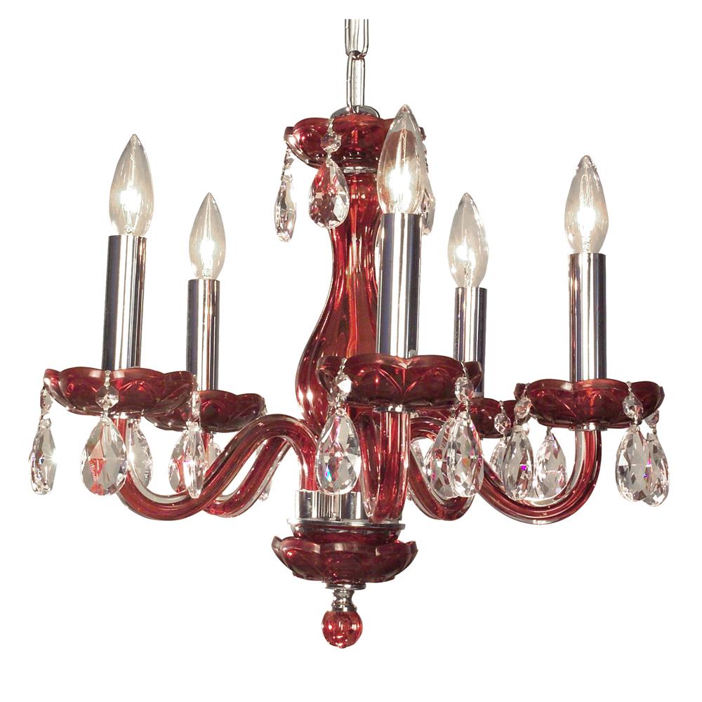 Classic Lighting 82045 RED CPPR Monaco Chandelier in Red with Crystalique-Plus Prisms