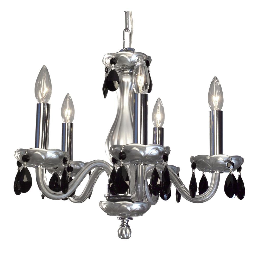 Classic Lighting 82045 SIL BK Monaco Chandelier in Silver Painted with Black French Pendalogs