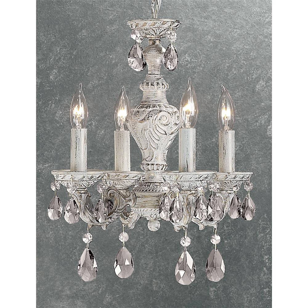 Classic Lighting 8334 AW C Gabrielle Mini Chandelier in Antique White with Crystalique