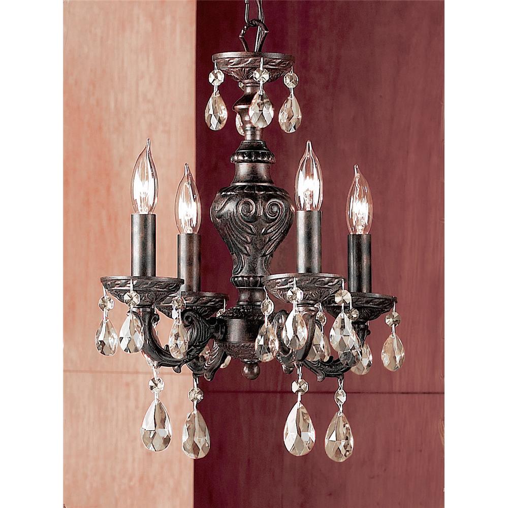 Classic Lighting 8334 EB PAT Gabrielle Mini Chandelier in English Bronze with Prisms Amethyst