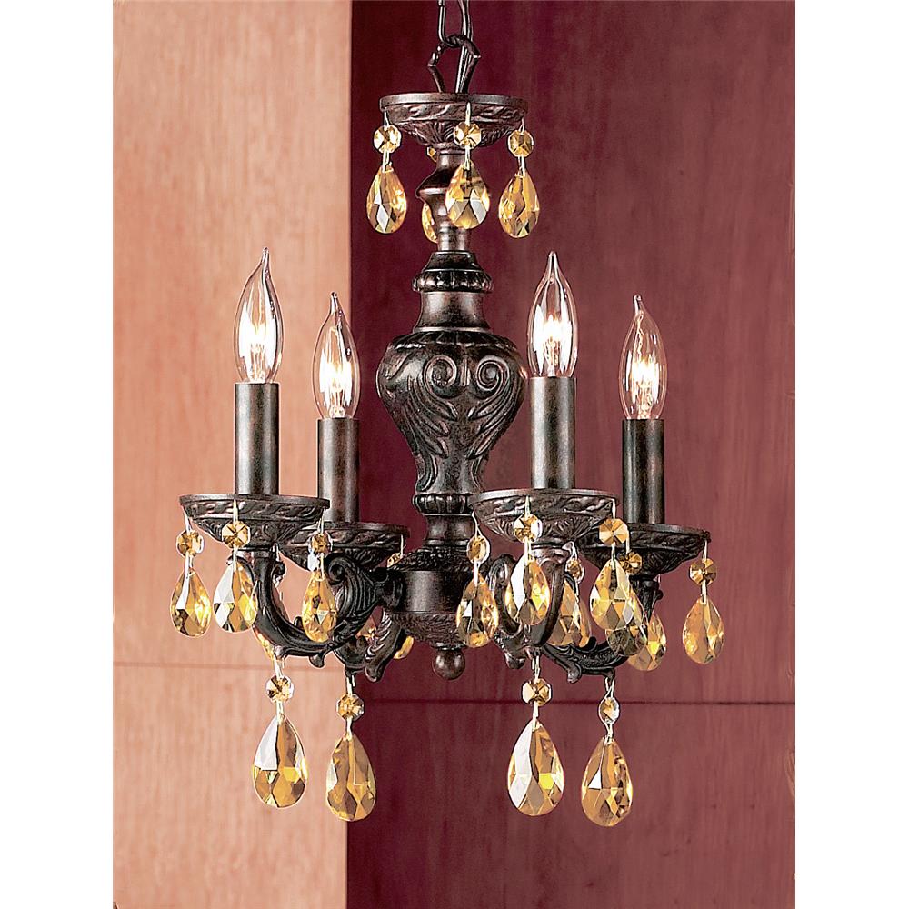 Classic Lighting 8334 EB PAM Gabrielle Mini Chandelier in English Bronze with Prisms Amber