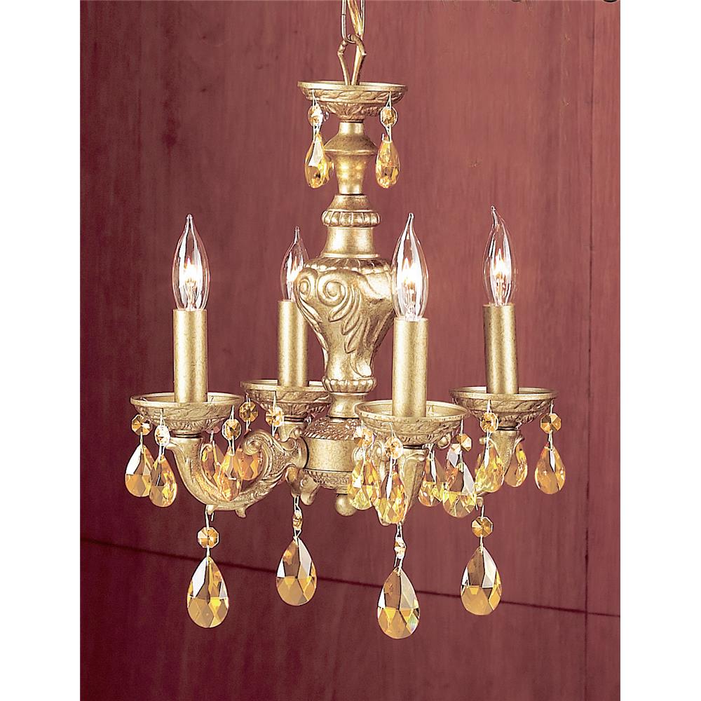 Classic Lighting 8334 OG PAM Gabrielle Mini Chandelier in Olde Gold with Prisms Amber