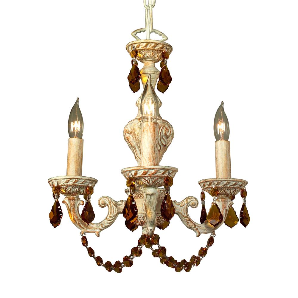 Classic Lighting 8335 AMB CP Gabrielle Color Mini Chandelier in Amber over Antique White with Crystalique-Plus