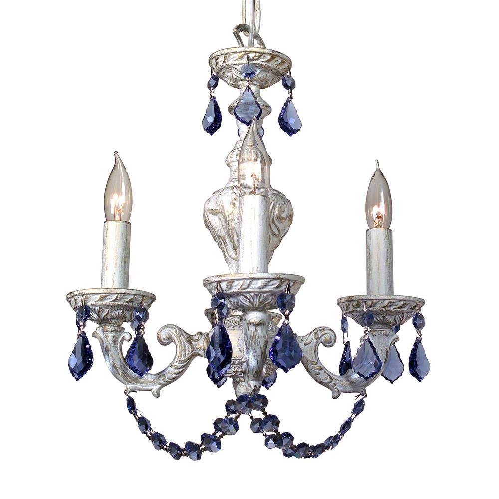 Classic Lighting 8335 AW SMK Gabrielle Color Mini Chandelier in Antique White with Crystalique-Plus Smoke