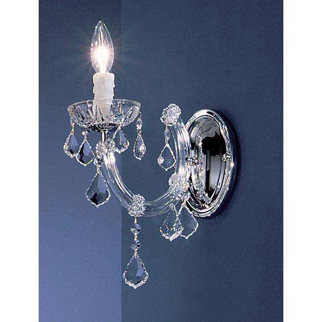 Classic Lighting 8341 CH CBK Rialto Traditional Wall Sconce in Chrome with Crystalique Black