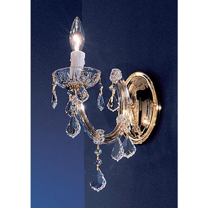 Classic Lighting 8341 GP CP Rialto Traditional Wall Sconce in Gold Plated with Crystalique-Plus