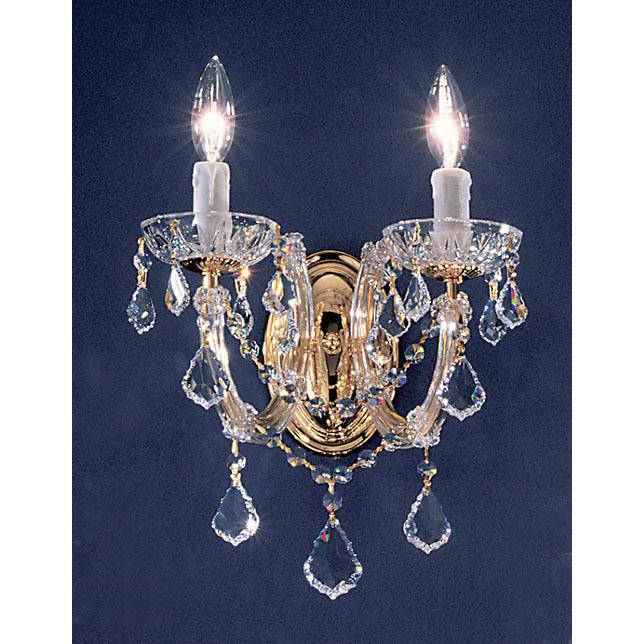Classic Lighting 8342 GP CGT Rialto Traditional Wall Sconce in Gold Plated with Crystalique Golden Teak